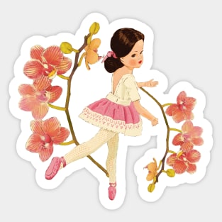 Ballerina doll with orchids flowers Sticker